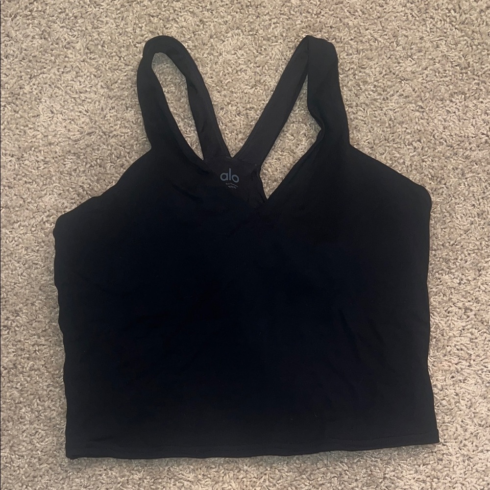 ALO Yoga Charcoal Cross-Back Top